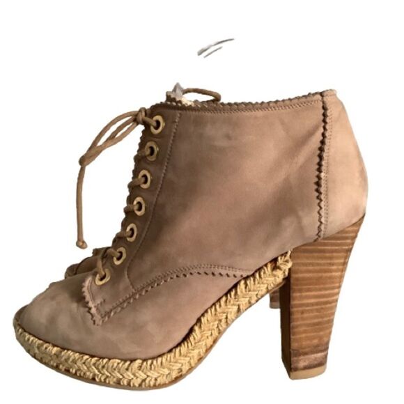 STUART WEITZMAN SUEDE LACE UP PEEP TOE HEELED SHOES/BOOTIES SIZE 38.5 - Picture 3 of 13